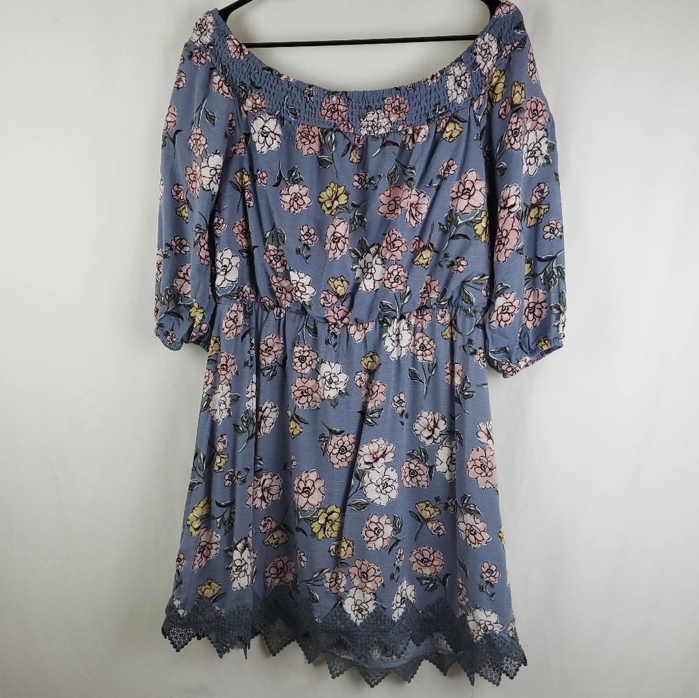 Three Pink Hearts Trixxi Blue Floral Tunic Dress